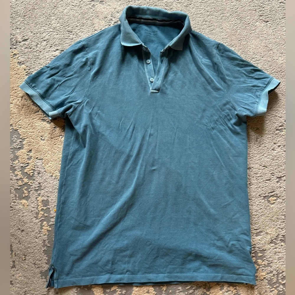 Falconeri men’s blue polo M old dyed piquet